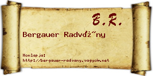 Bergauer Radvány névjegykártya